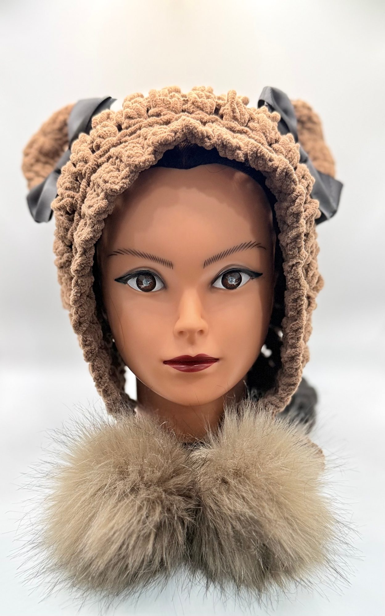 Mocha Bear Crochet Hood